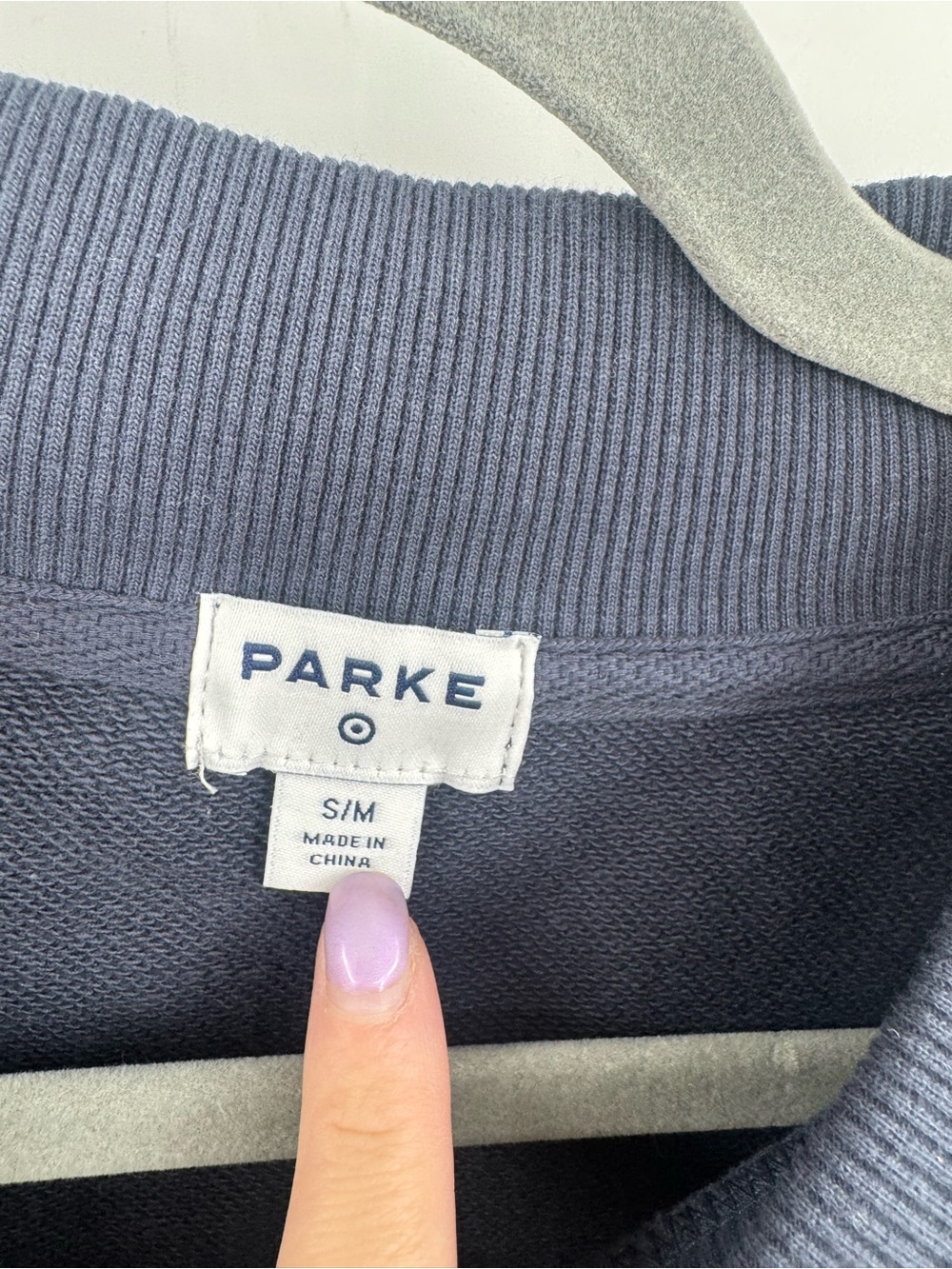 PARKE X Target Navy Oversized Logo Crewneck Minimalist Sweatshirt Women’s S/M - Picture 4 of 6